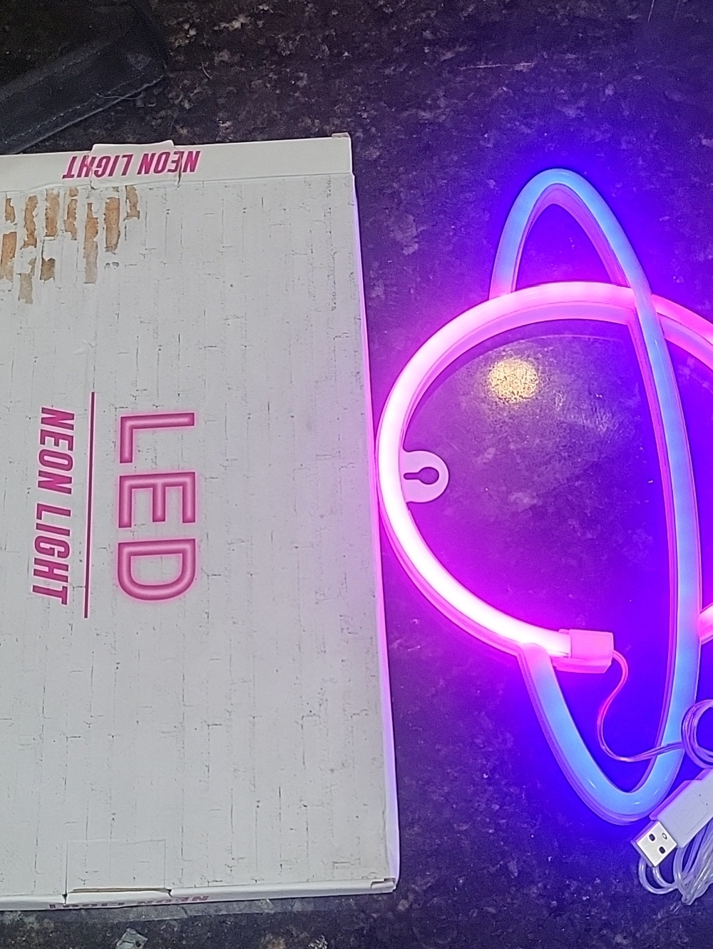 LED Neon Planet Wall Light - Pink & Blue